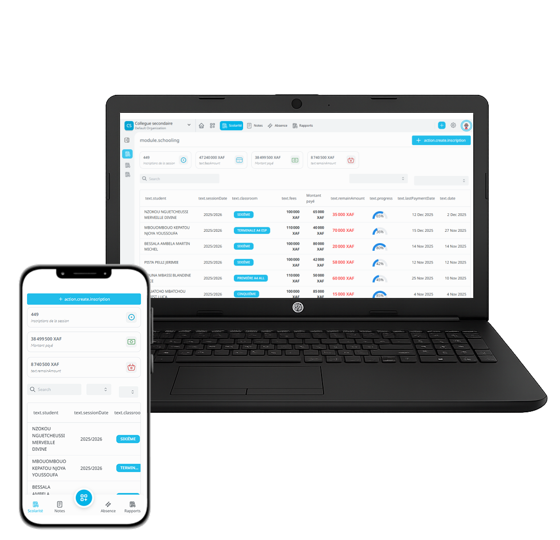 Wyscolars interface on computer and mobile